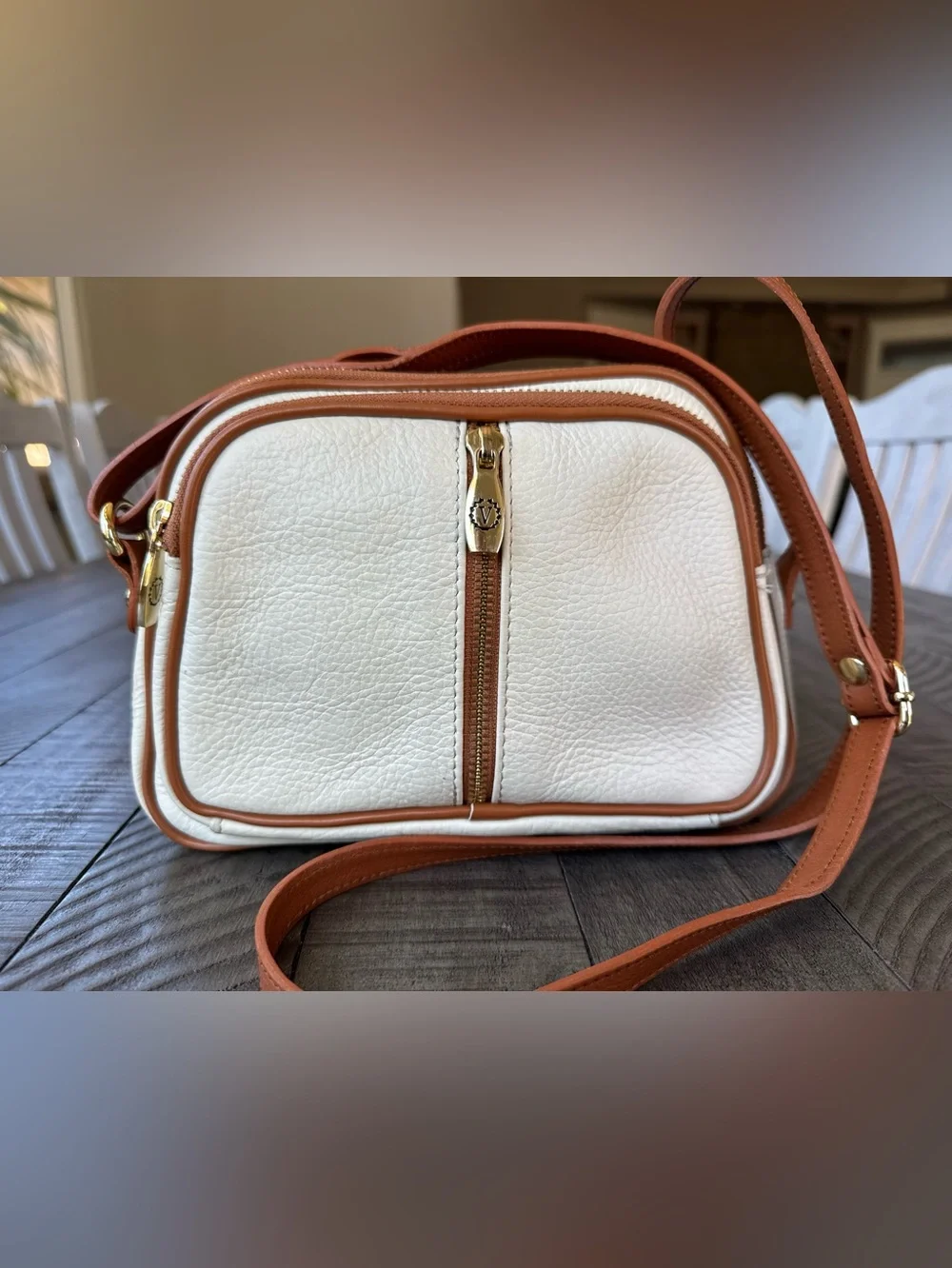 Valentina - Made in Italy Women’s Pebbled Leather Crossbody Bag - Purse
